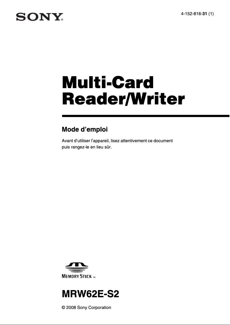 Image de la première page du manuel de l'appareil MRW62E-S2