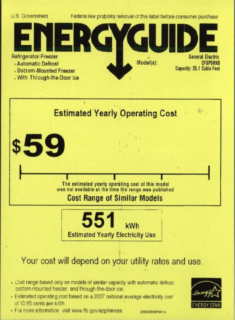Page n°1 - Label énergétique GE Café CFSP5RKBSS