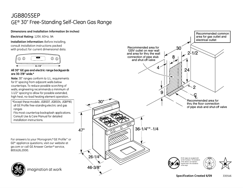 Page n°1 - Fiche technique Adora JGB805SEPSS
