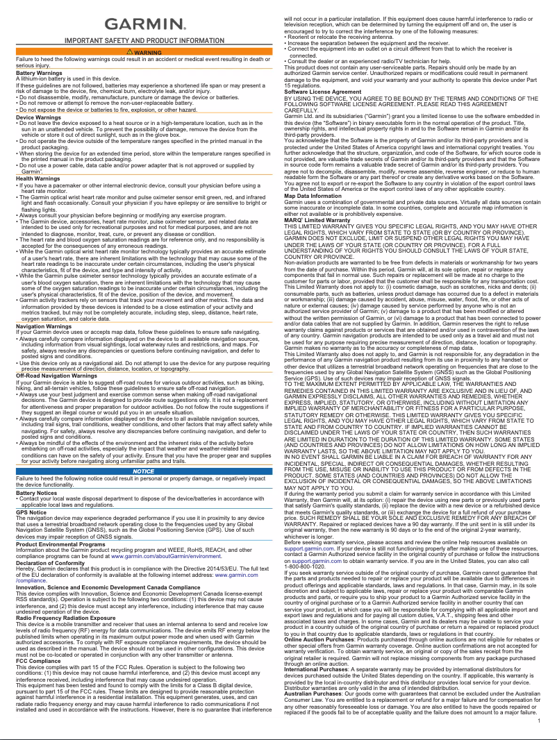 Page 1 de la notice Fiche technique Garmin MARQ Adventurer