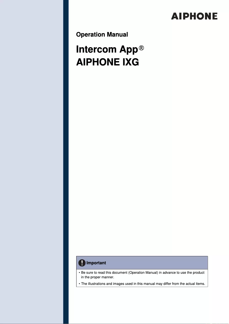 Page n°1 - Manuel utilisateur Aiphone IXG