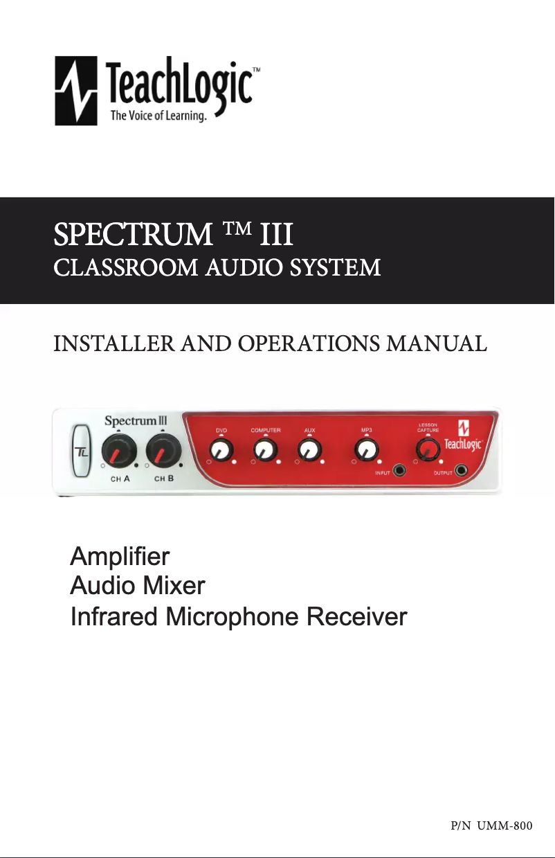 Page n°1 - Manuel utilisateur TeachLogic Spectrum III