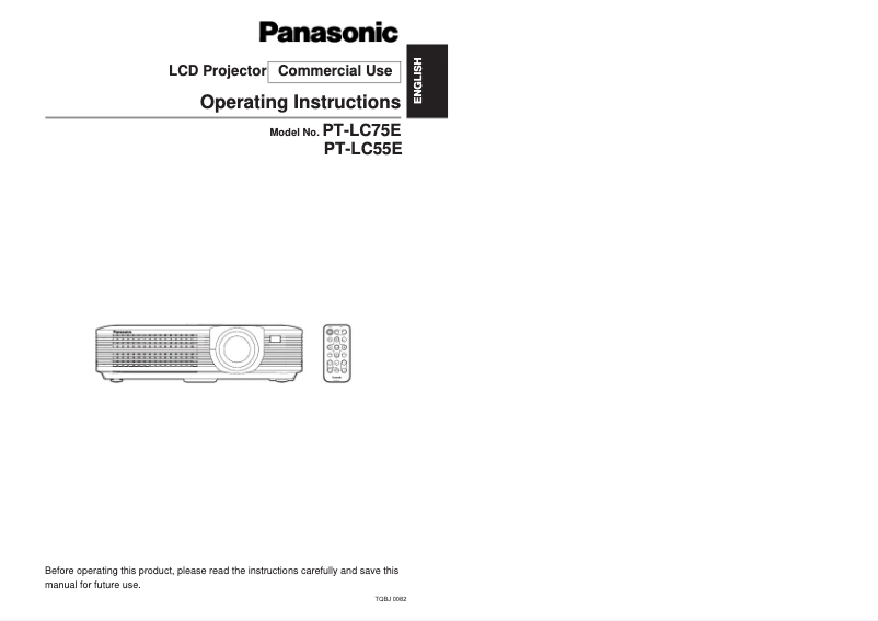 Page n°1 - Manuel utilisateur Panasonic PT-LC55E