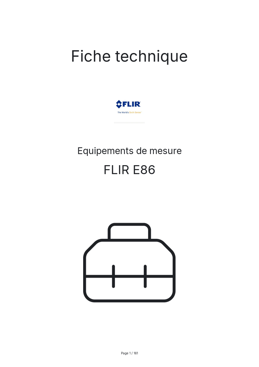 Page 1 de la notice Fiche technique FLIR E86
