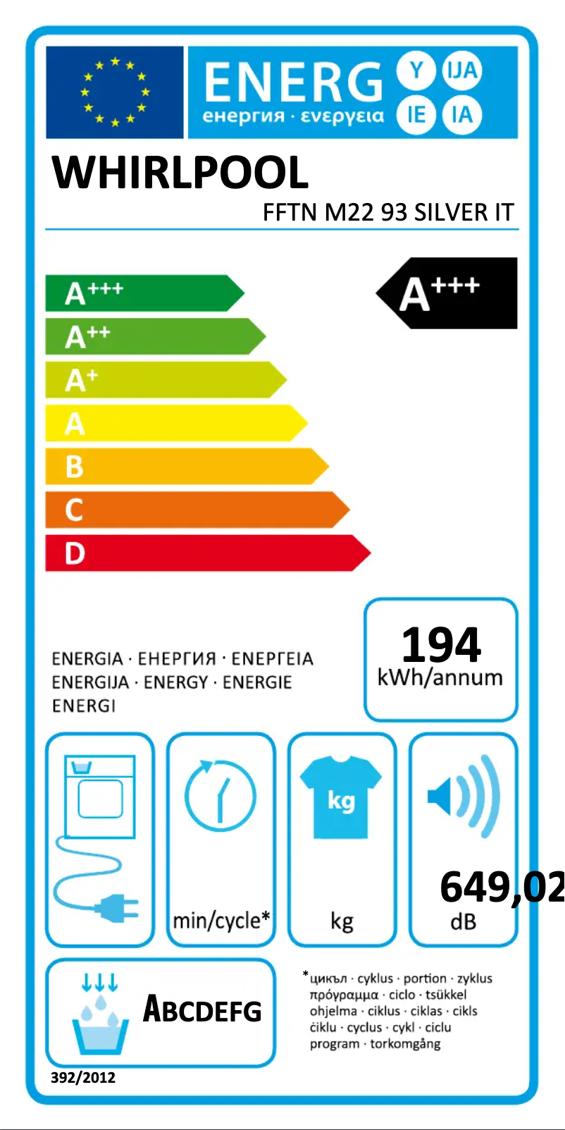 Página 1 del manual Manual de usuario Whirlpool FFTN M22 93 SILVER IT