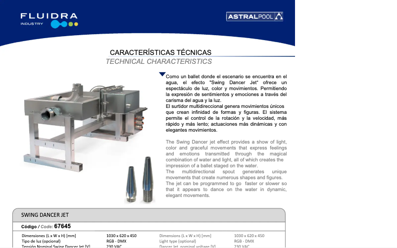 Page n°1 - Fiche technique AstralPool Swing Dancer Jet