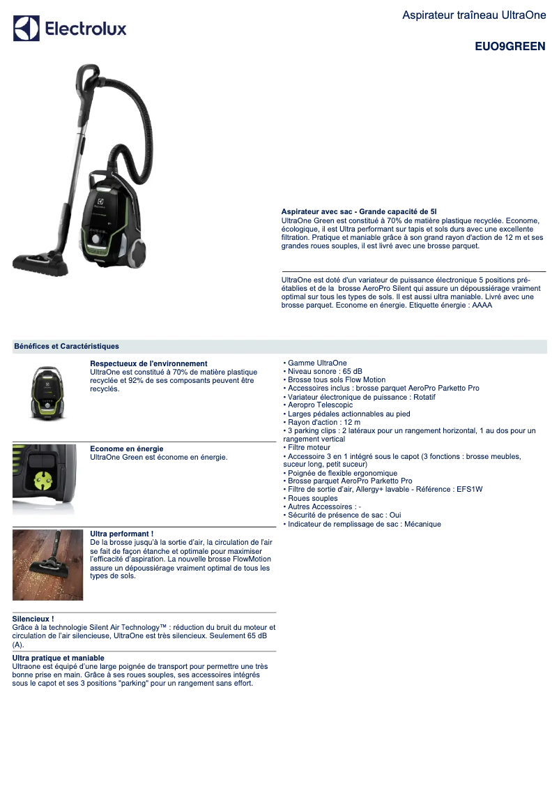 Image de la première page du manuel de l'appareil EUO9GREEN