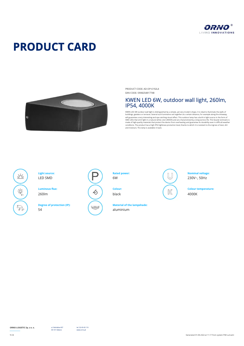 Image de la première page du manuel de l'appareil AD-OP-6192L4