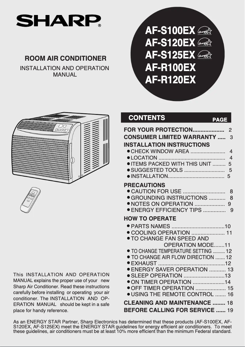 Page n°1 - Manuel utilisateur Sharp AF-S125EX