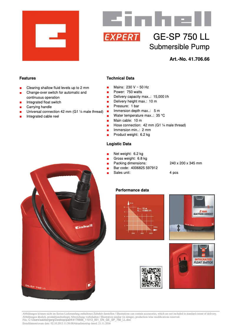 Image de la première page du manuel de l'appareil GE-SP 750 LL