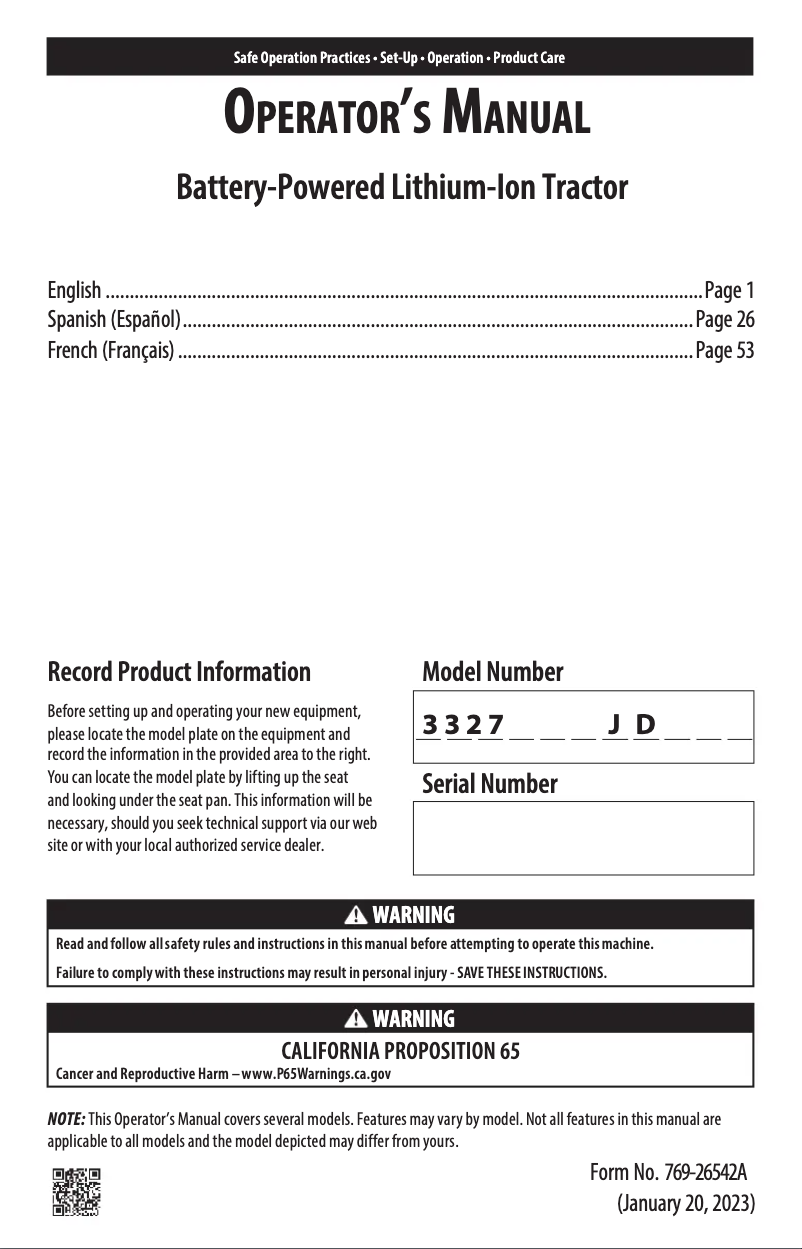 Image de la première page du manuel de l'appareil TB30E XP