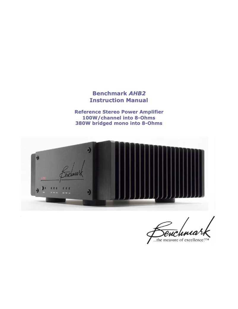 Page n°1 - Manuel utilisateur Benchmark AHB2
