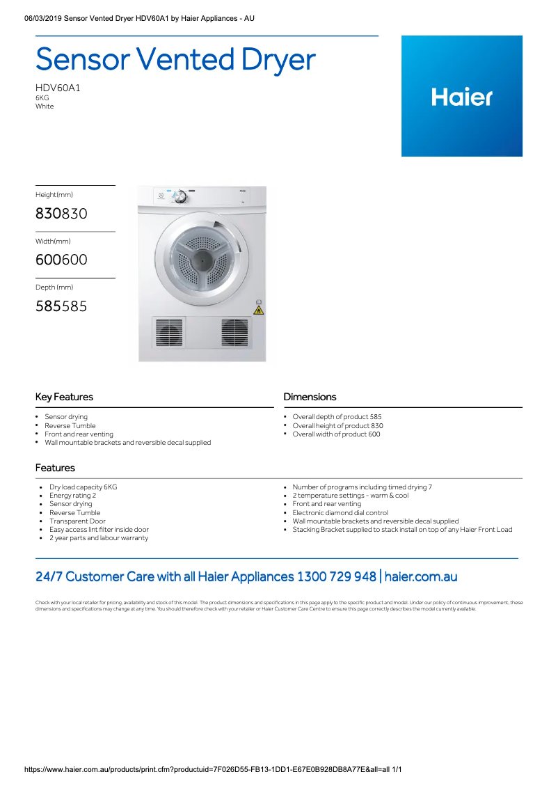 Image de la première page du manuel de l'appareil HDV60A1