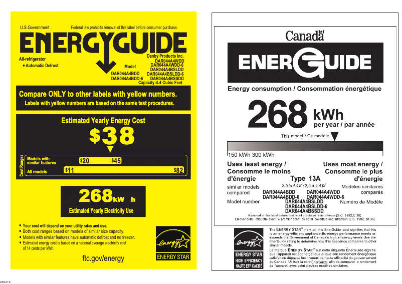 Page n°1 - Label énergétique Danby Designer DAR044A4BSLDD-6