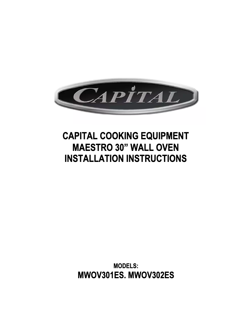 Page n°1 - Guide d'installation Capital MWOV301ES