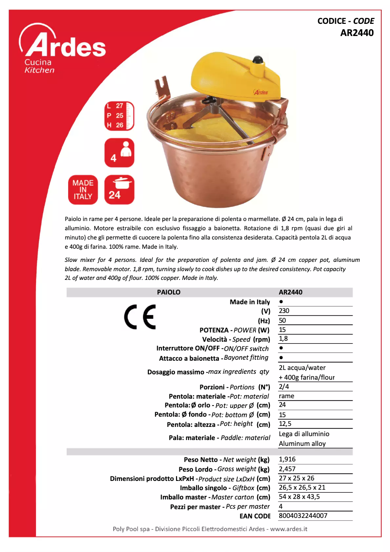 Page n°1 - Fiche technique Ardes AR2440