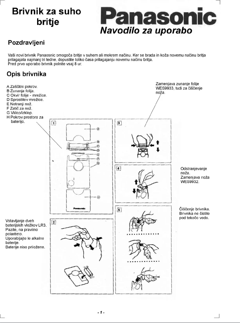 Page n°1 - Manuel utilisateur Panasonic ES518
