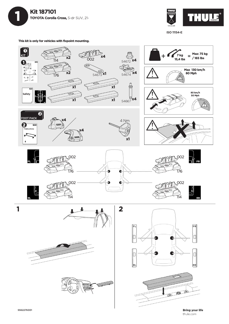 Page 1 de la notice Manuel utilisateur Thule Kit 187101