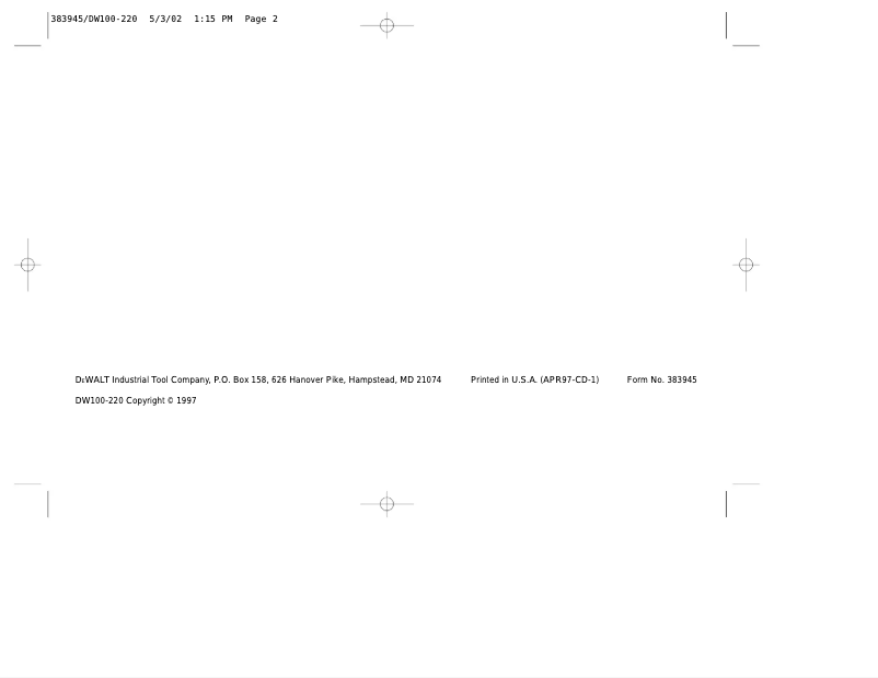 Image de la première page du manuel de l'appareil DW100