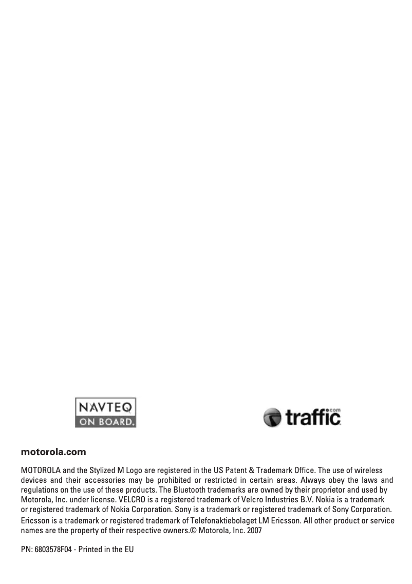 Page n°1 - Manuel utilisateur Motorola T805