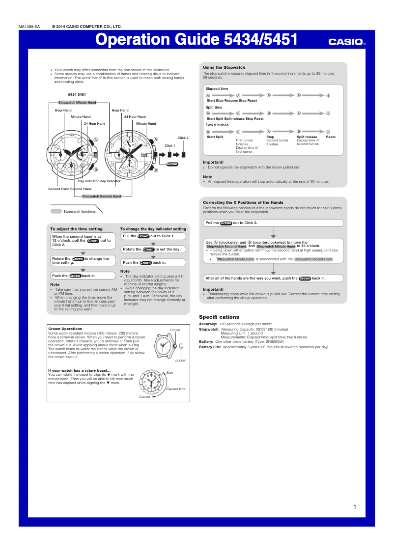 Page 1 de la notice Manuel utilisateur Casio EFR-546SG-7AV