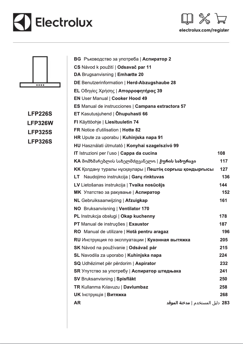 Page n°1 - Manuel utilisateur Electrolux LFP326W