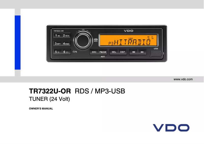 Page 1 de la notice Manuel utilisateur VDO TR7322U-OR