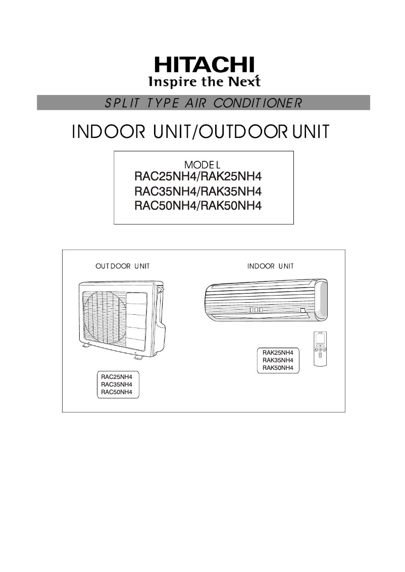 Page 1 de la notice Manuel utilisateur Hitachi RAC35NH4