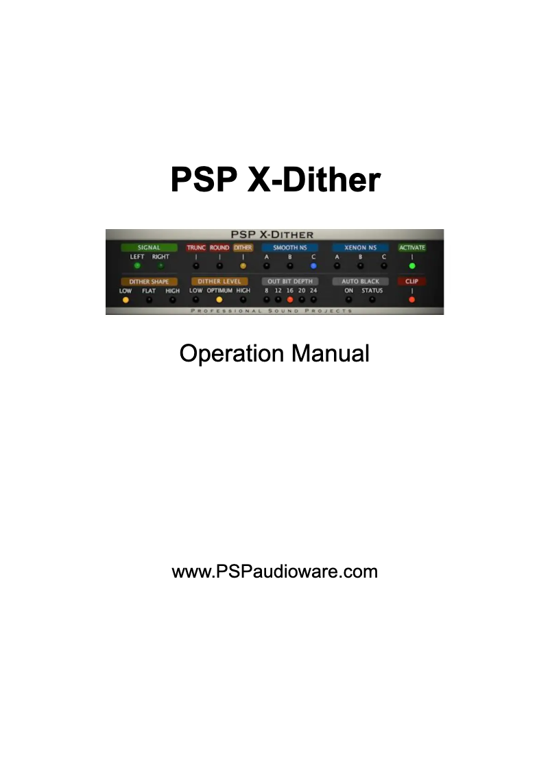 Page 1 de la notice Manuel utilisateur PSP Audioware PSP X-Dither
