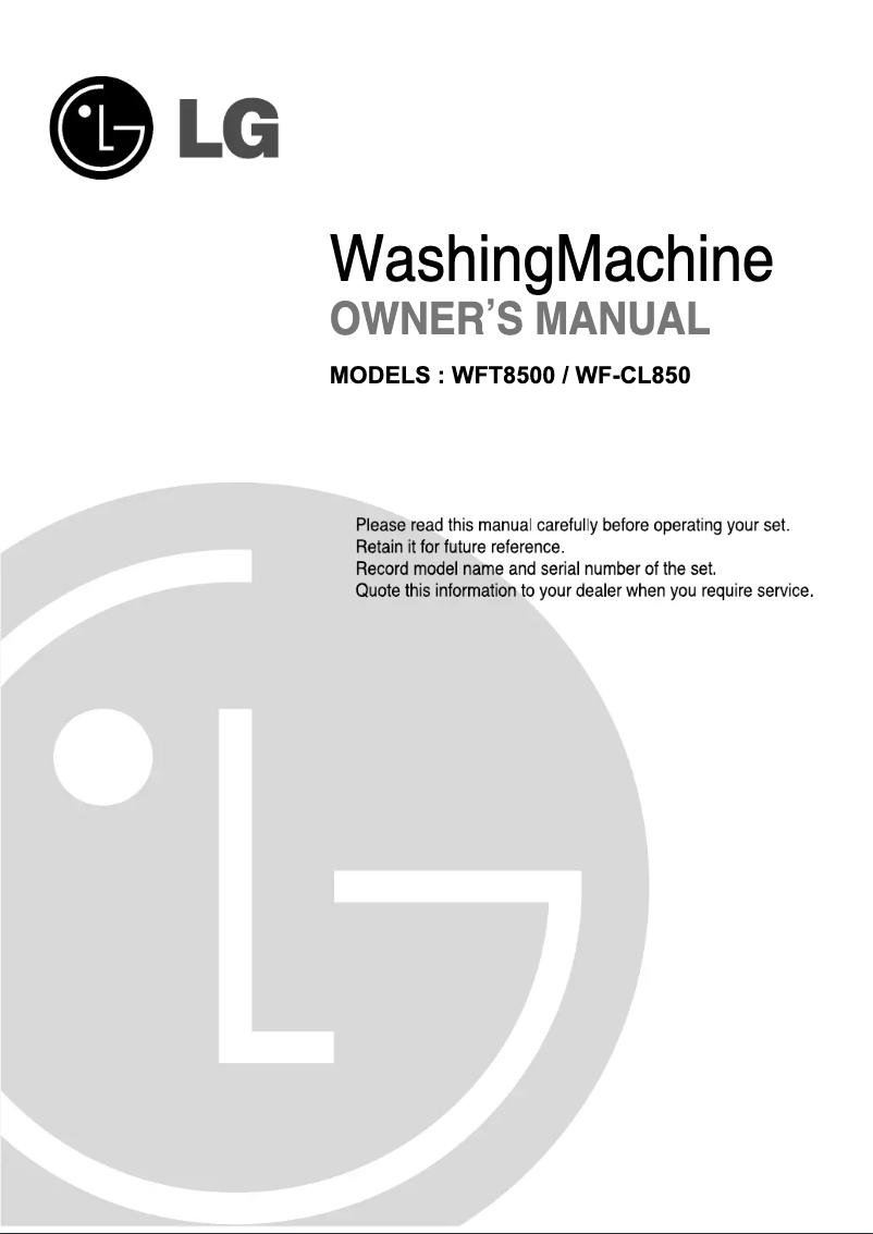 Page n°1 - Manuel utilisateur LG WF-CL850