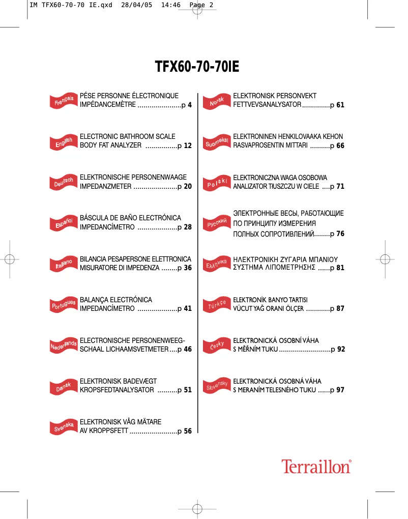 Image de la première page du manuel de l'appareil TFX 60