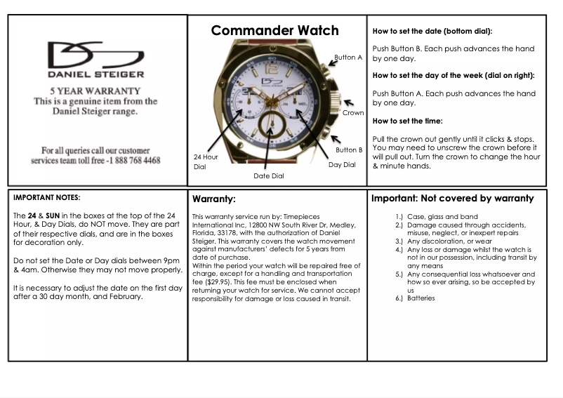 Page n°1 - Manuel utilisateur Daniel Steiger Commander