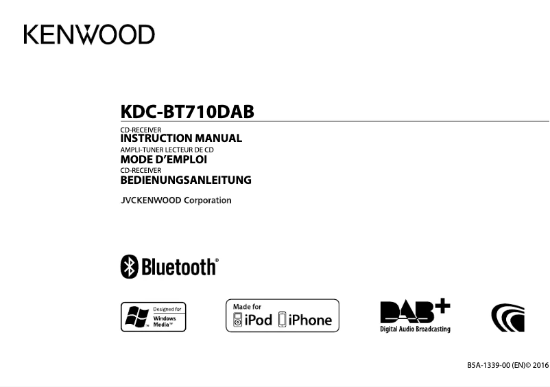 Page n°1 - Manuel utilisateur Kenwood KDC-BT710DAB