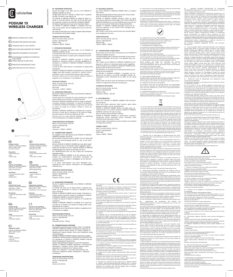 Page 1 de la notice Manuel utilisateur Cellular Line Podium 15