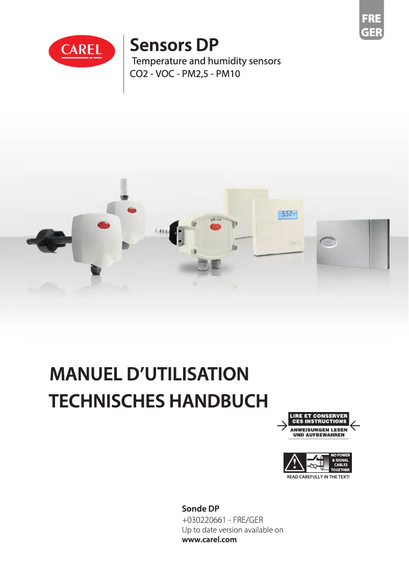 Page 1 de la notice Manuel utilisateur Carel ensors DP