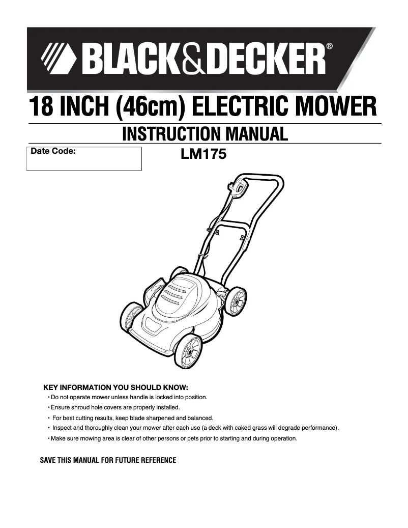 Page n°1 - Manuel utilisateur Black & Decker LM175