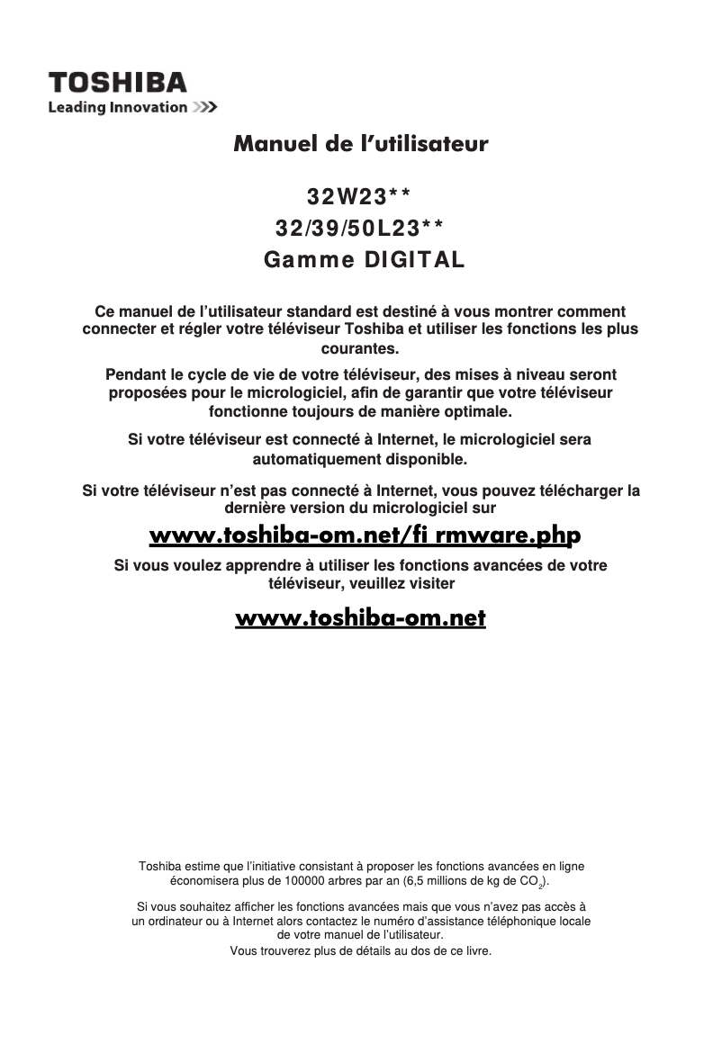 Image de la première page du manuel de l'appareil 32L2333DG