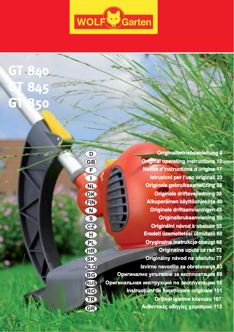 Page 1 de la notice Manuel utilisateur Wolf Garten BluePower GTE850