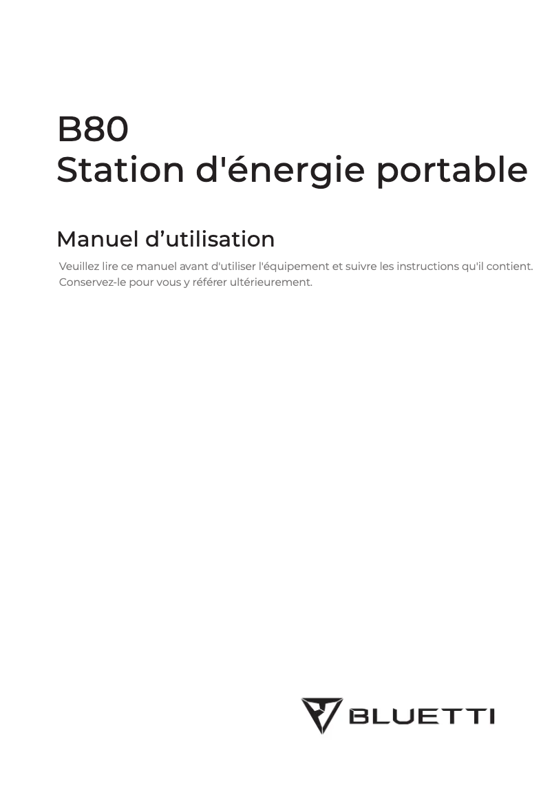 Page n°1 - Manuel utilisateur Bluetti B80