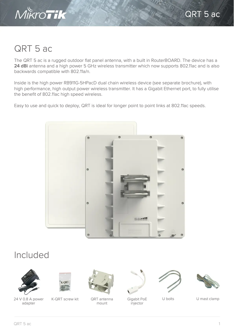 Image de la première page du manuel de l'appareil QRT 5 ac