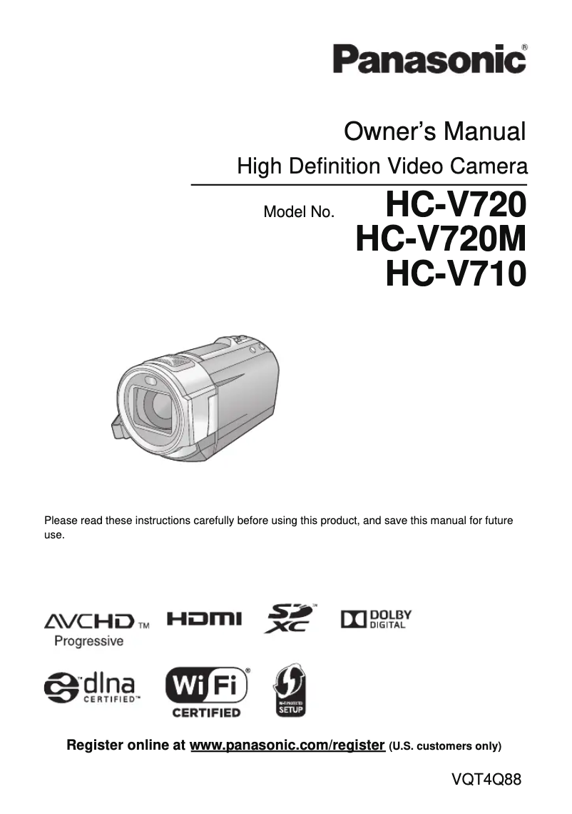Page 1 de la notice Manuel utilisateur Panasonic HC-V720M