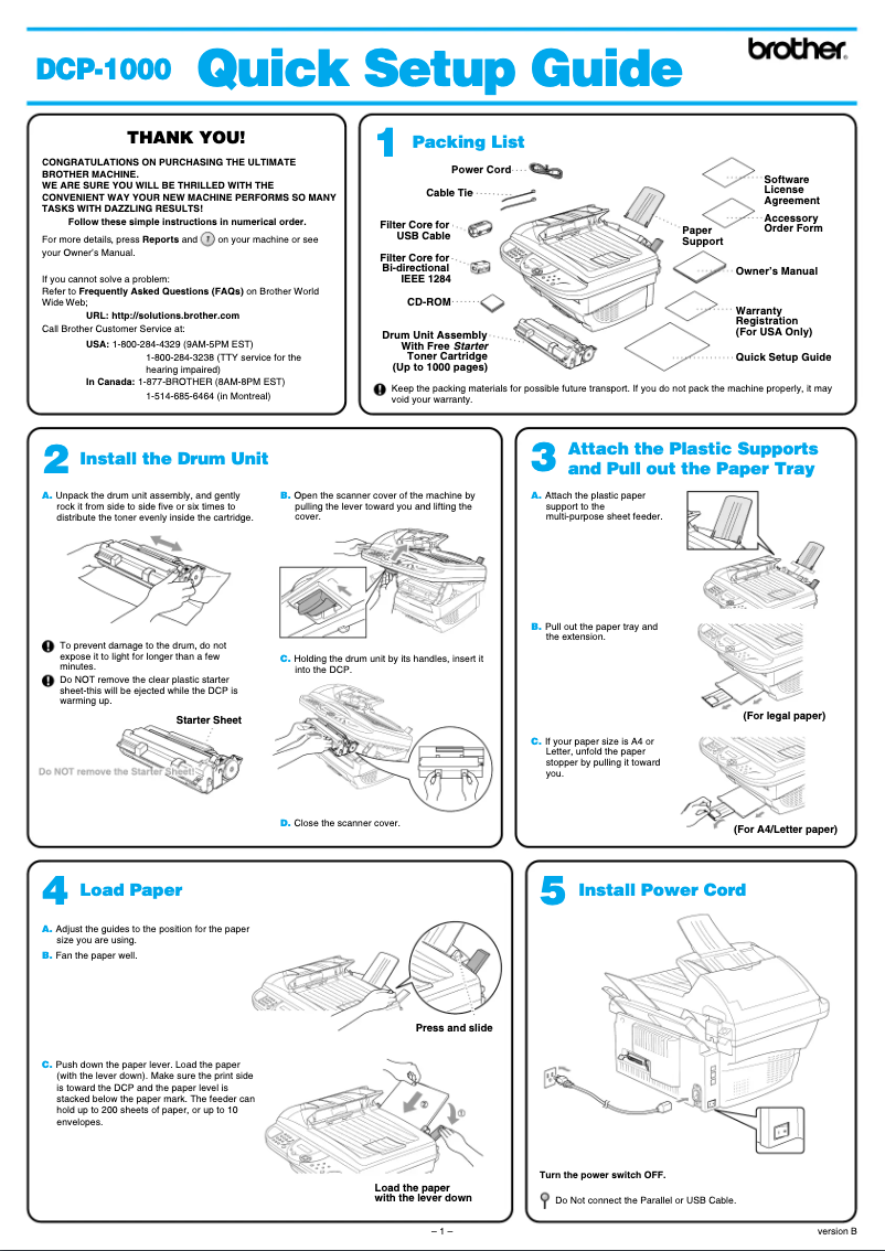 Page 1 de la notice Manuel utilisateur Brother DCP-1000