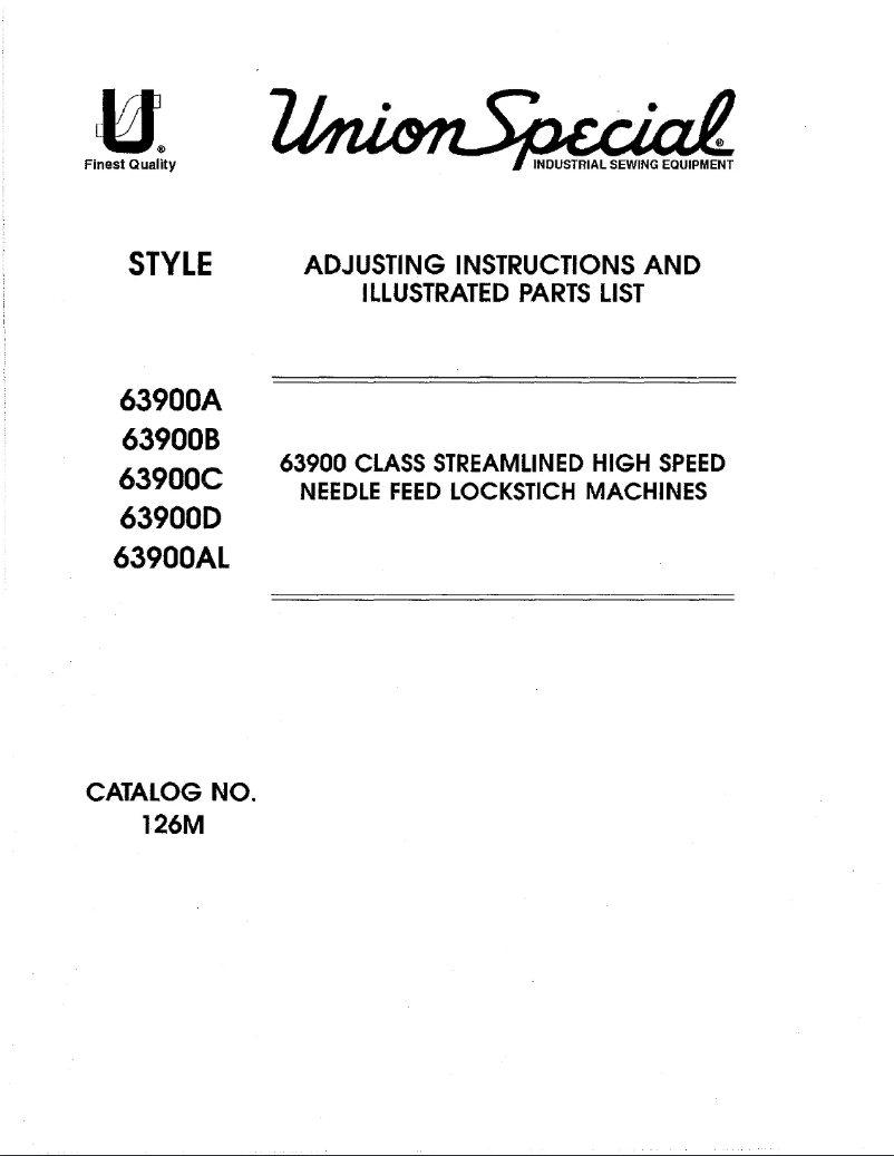 Page n°1 - Manuel utilisateur Union Special 63900B