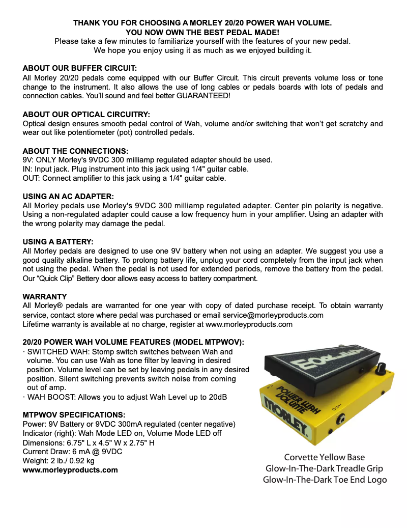 Page n°1 - Manuel utilisateur Morley 20/20 Power