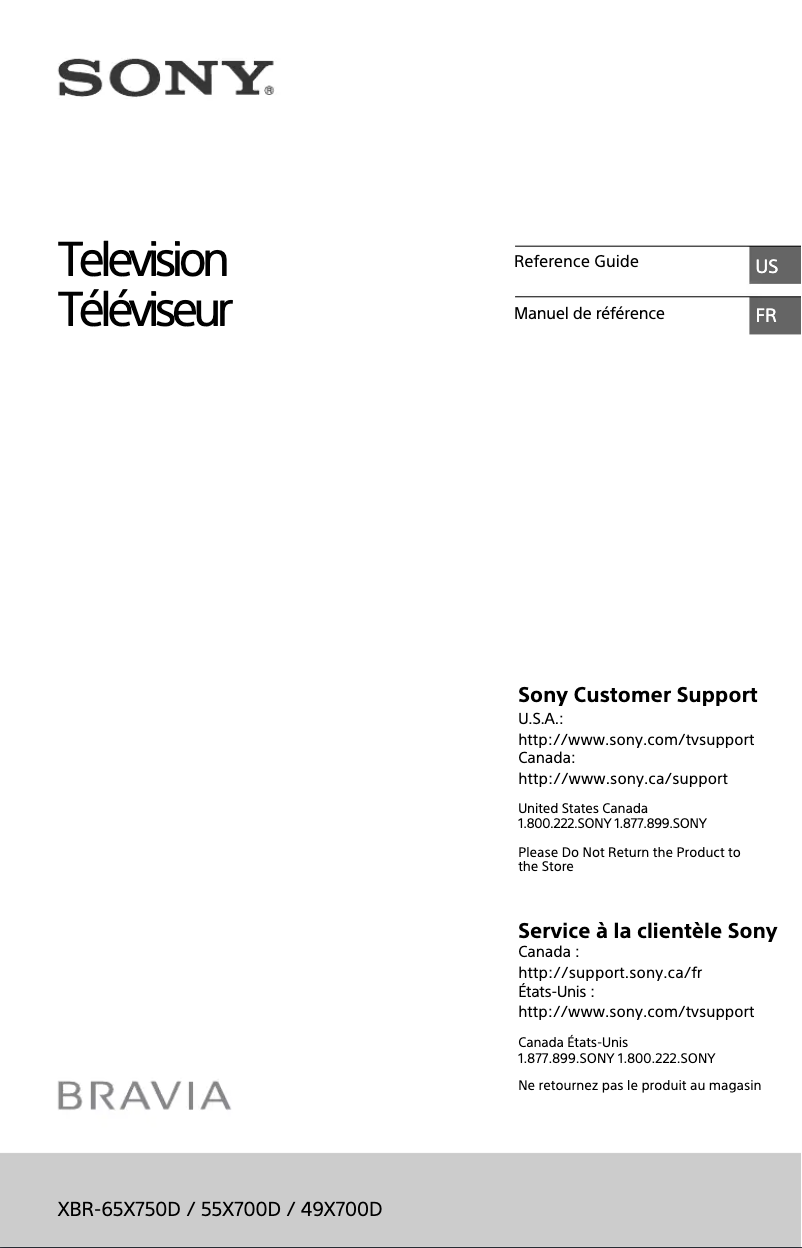 Page 1 de la notice Manuel utilisateur Sony Bravia XBR-49X700D