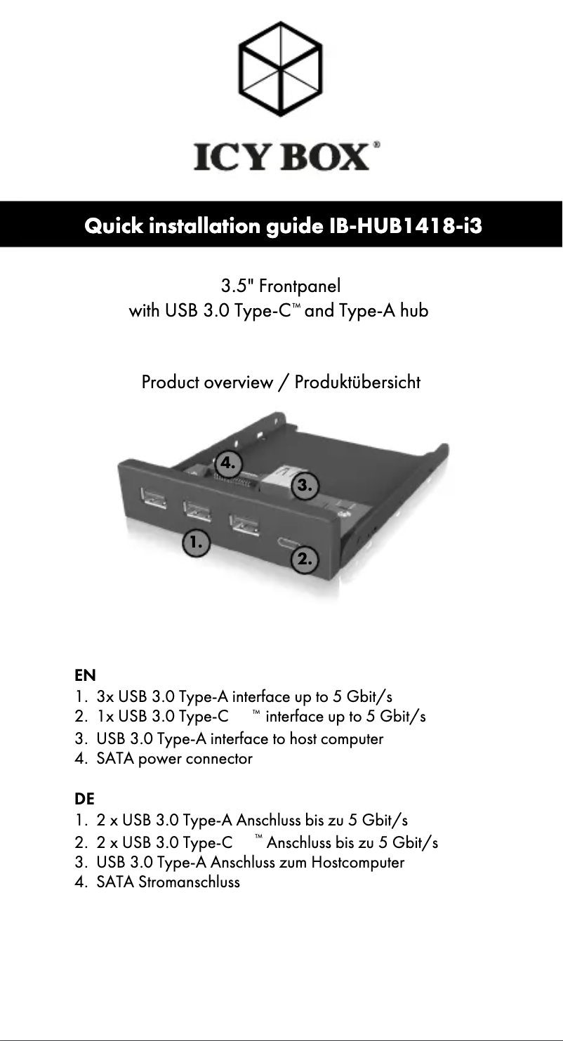 Image de la première page du manuel de l'appareil IB-HUB1418-i3
