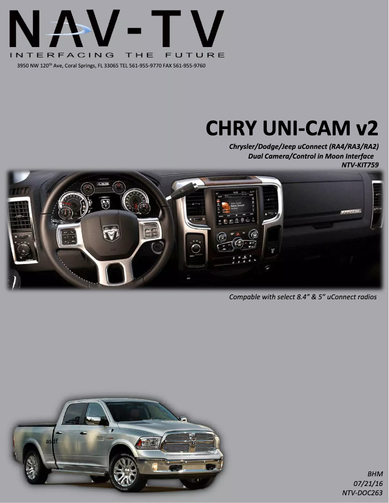 Page 1 of the manual Installation Guide NAV-TV NTV-KIT759