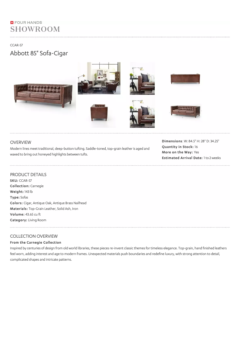 Page 1 de la notice Manuel utilisateur Four Hands CCAR-57