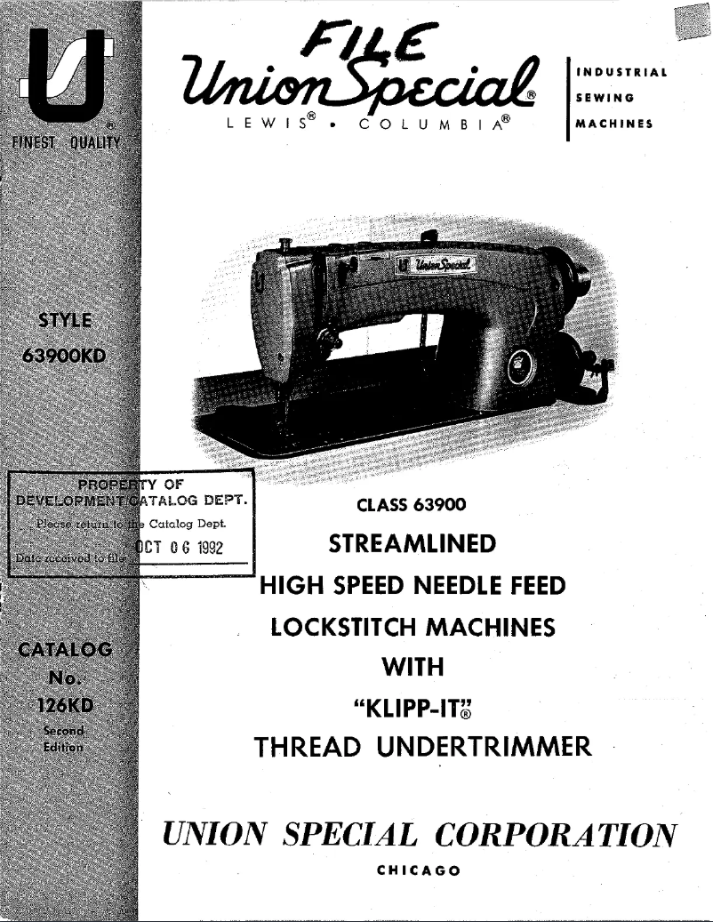 Page 1 de la notice Manuel utilisateur Union Special 63900KD