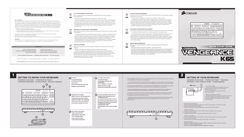 Page 1 de la notice Manuel utilisateur Corsair Vengeance K65